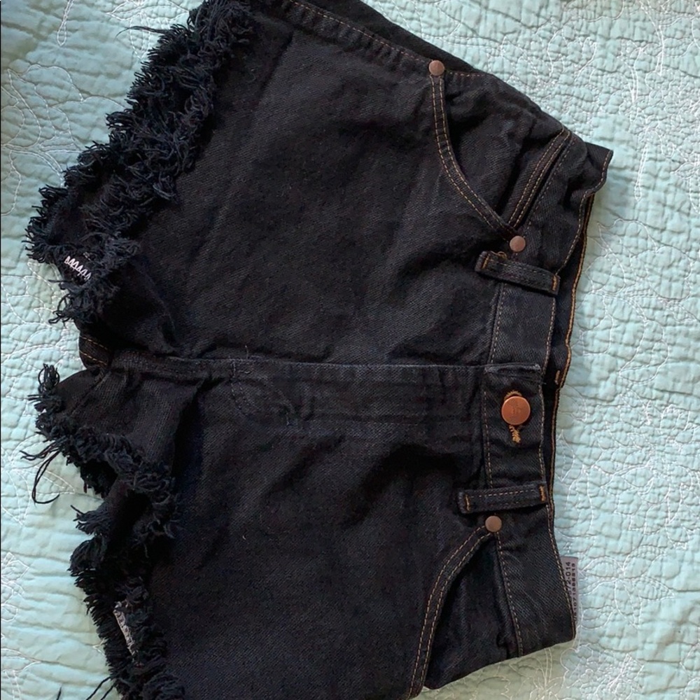 black wrangler jean shorts